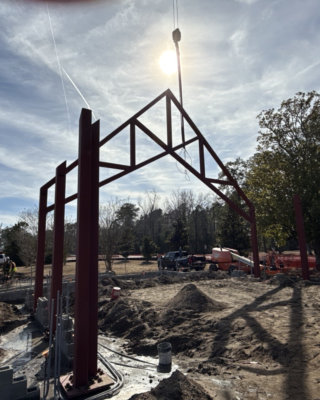 Truss placed and secured