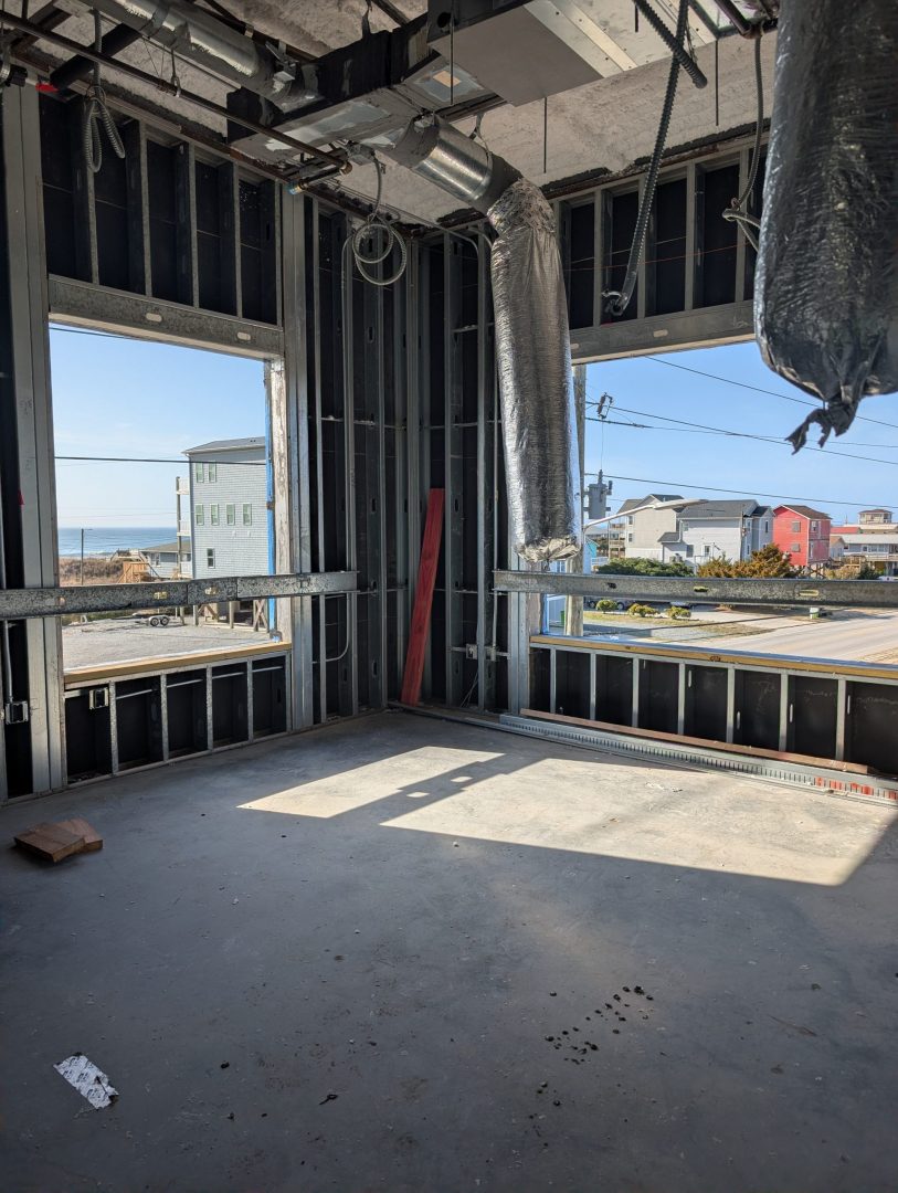 Office still being built, no windows/walls/flooring, but ocean view