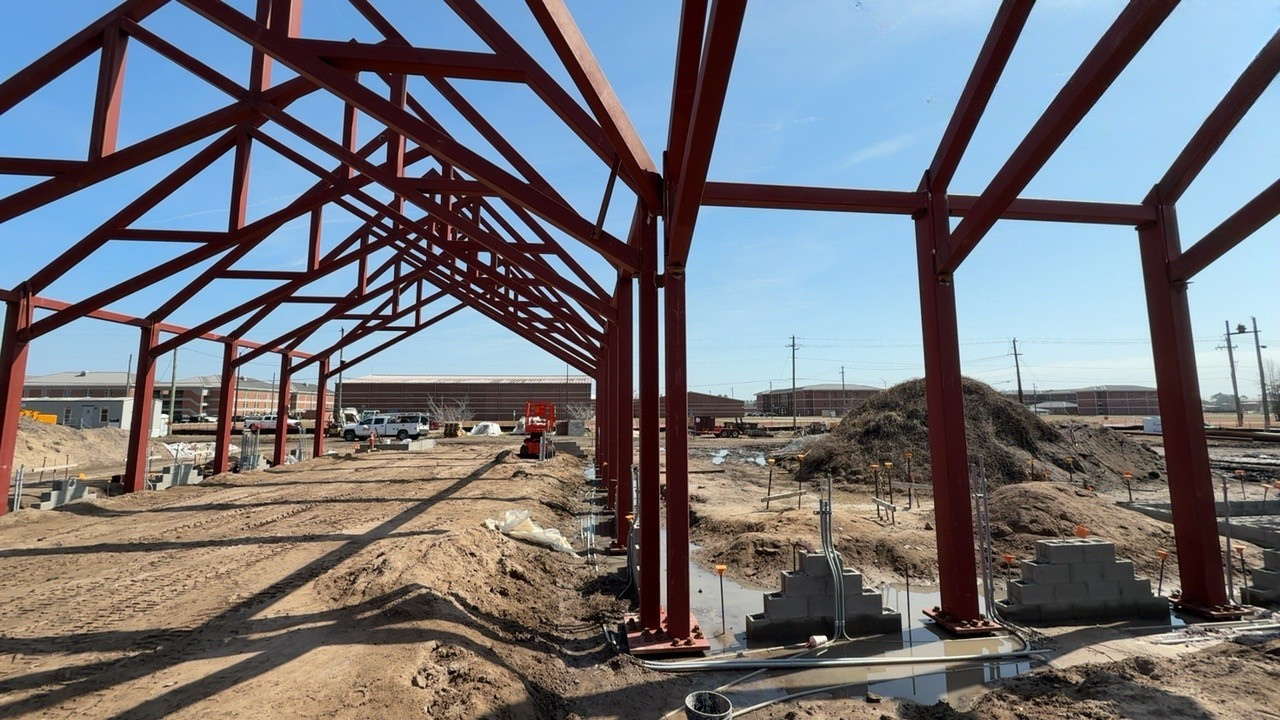 Frame of a building under construction from the inside view
